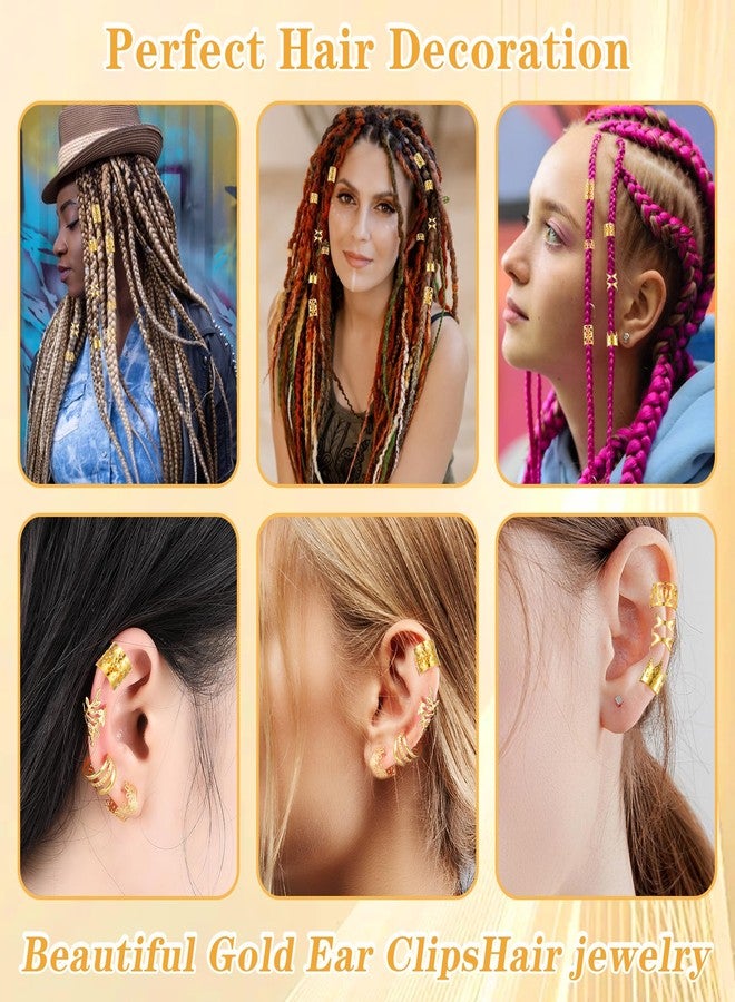 Tyqour 120Pcs Gold Hair Jewelry for Locs, Hair Cuffs for Braids, Hair Clips for Braids, Gold Hair Rings, Adjustable Hair Charms for Braids, Hair Braid Accessories for Women Men Braids Decoration - Image 2